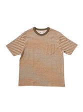 Felco Crew Pocket Tee Recycle Multi Stripe – Olive – Orange & White